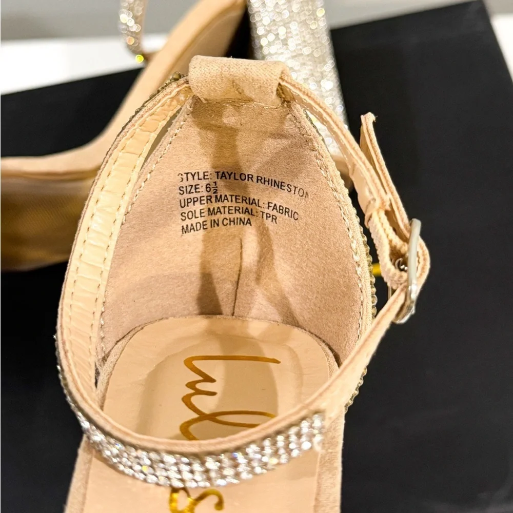 NEW Taylor Faux Suede and Rhinestone Ankle Strap Heels Sz: 6.5 nude - Picture 5 of 5